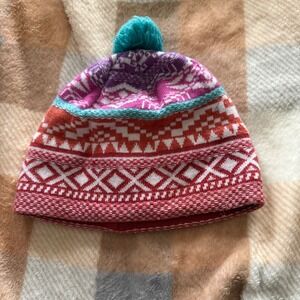 Pistil Kids Winter Hat Fair Isle Pom Pom Beanie Wool Blend Made In Italy Snow